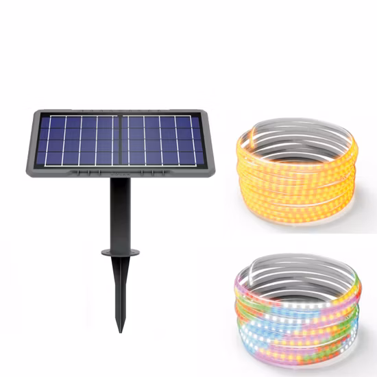 Striscia LED solare bianca luminosa da 5 m 10 m 20 m Decorazione RGB con pannello di alimentazione Tenda portatile Lanterna a batteria Striscia esterna per la costruzione di strade Campeggio domestico